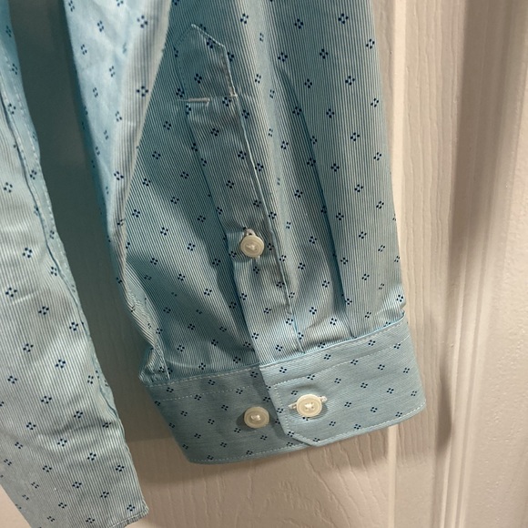 Express Slim-Fit Men’s Long Sleeve Blue Button Up - Picture 4 of 5
